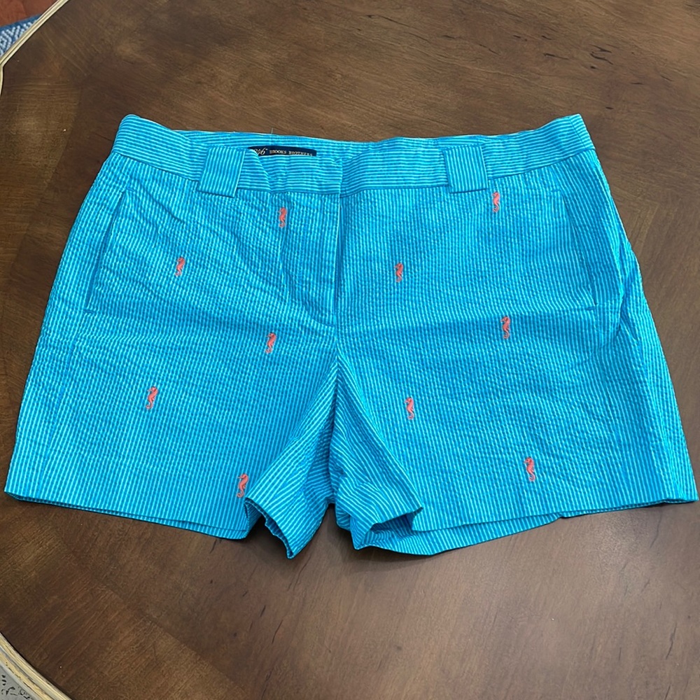 Brooks Brothers blue seersucker seahorse shorts 12